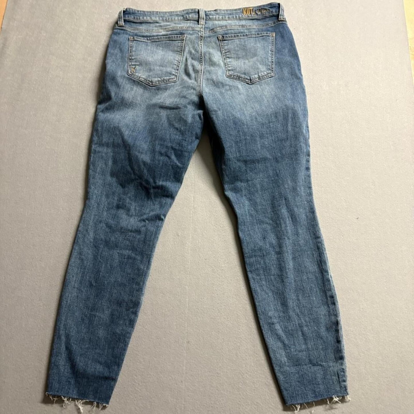 Kut from the Kloth Carlo Ankle Skinny Jeans Womens 16 Blue Denim Raw Hem Stretch