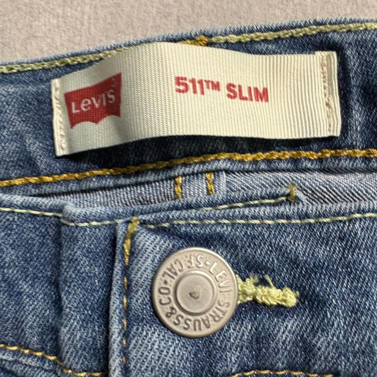 Levis 511 Slim Jeans Boys Size 16 Reg W28 L30 Blue Denim Stretch Pants