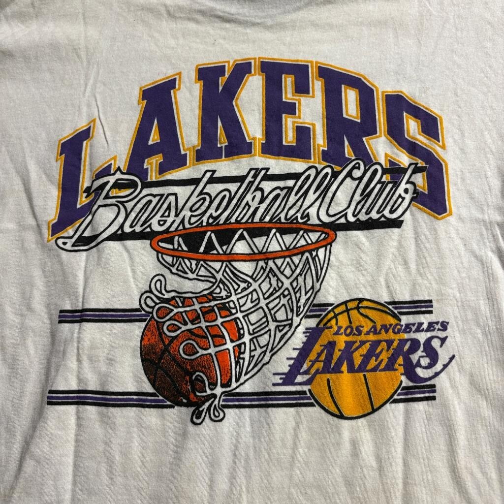 Vintage Los Angeles Lakers T Shirt Mens XL White Purple Ringer Basketball Club