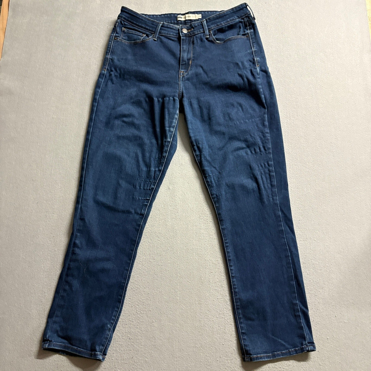 Levis Mid Rise Skinny Jeans Womens Size 14 Medium Dark Wash Blue Stretch Denim