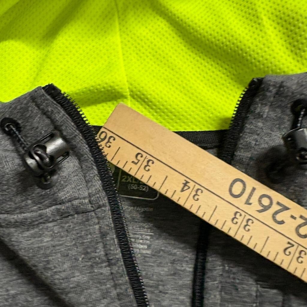 Russell Athletic Hoodie Mens 2XL Gray Neon Green Full Zip Hooded Sweatshirt