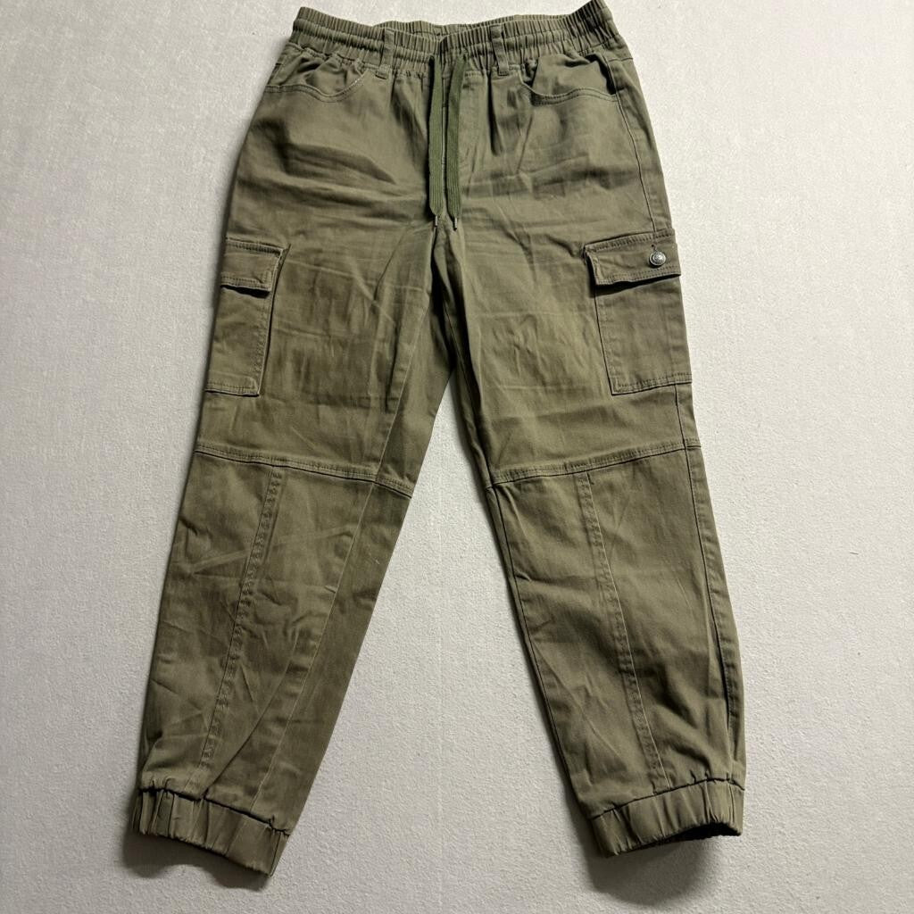 Monkey Ride Jeans Womens 11/30 Olive Green Cargo Jogger Pants Drawstring Waist