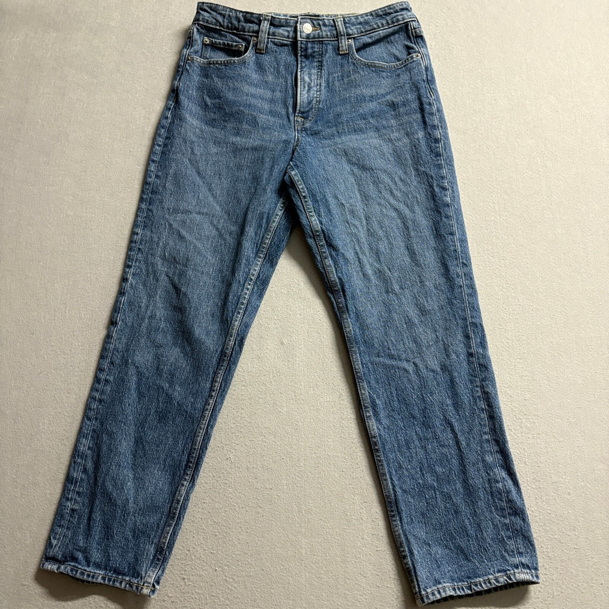 Free Assembly Womens High Rise Straight Leg Jeans Blue Denim Size 10 Medium Wash