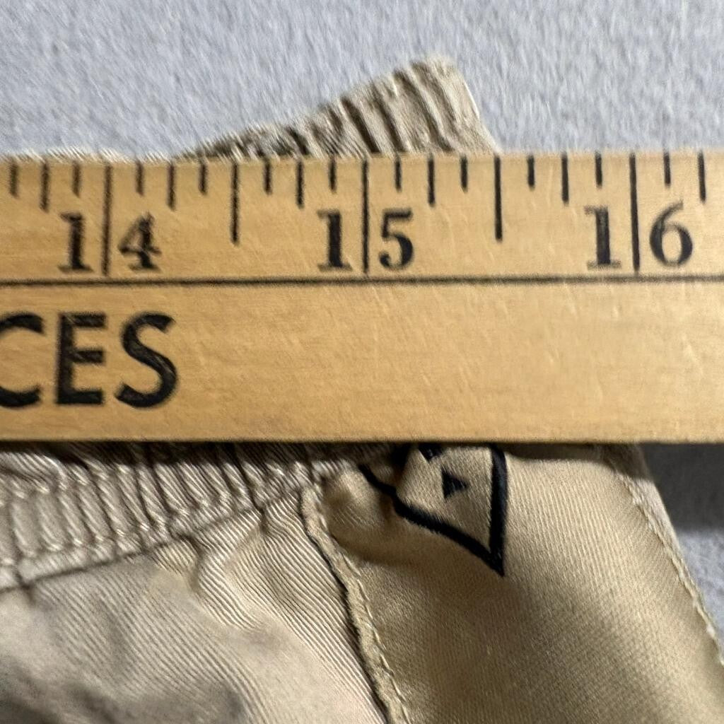 Guess Los Angeles Mens Small Camo Jogger Pants Khaki Logo Tape Side Stripe