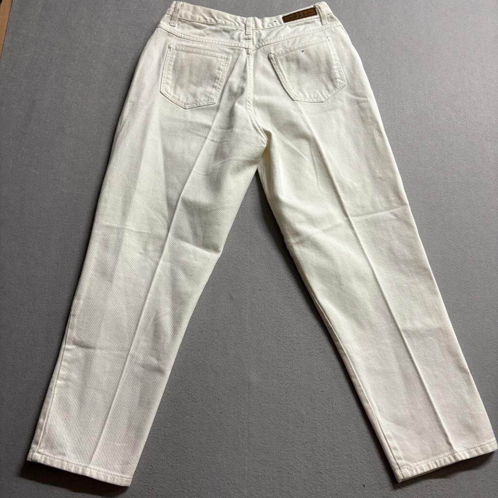 Bill Blass Jeans Womens 12P White Denim High Rise Straight Leg Easy Fit Vintage