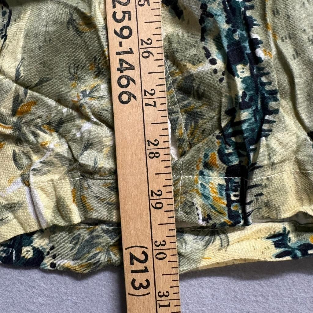 Sunset Highway Hawaiian Shirt Mens XL Green Rayon Tropical Sailboat Camp Shirt