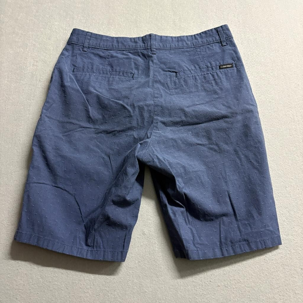 Calvin Klein Mens Chino Shorts Size 30 Blue Dotted Cotton Blend Casual Flat