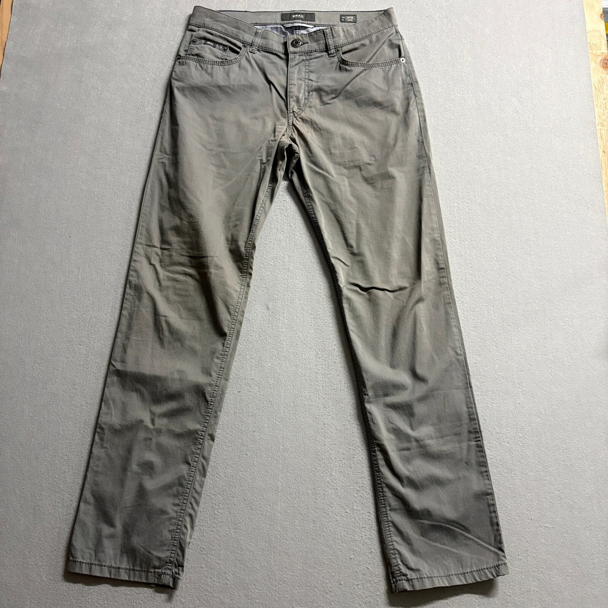 Brax Cooper Regular Fit Pants Mens 32x32 Gray Cotton Blend Chino Straight Leg