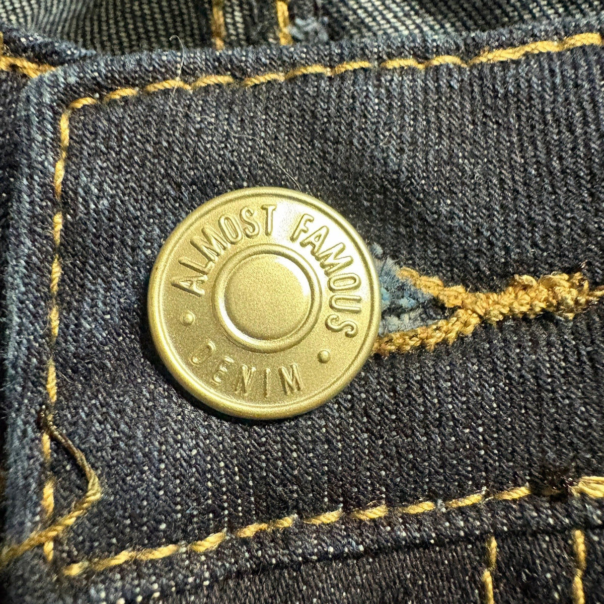 Almost Famous Women Bootcut Flare Jeans Size 7 Dark Wash Blue Stretch Denim