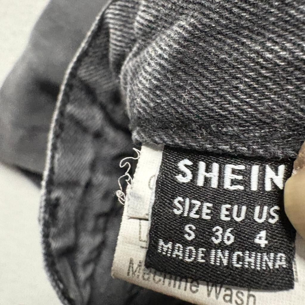 Shein Womens Cargo Jeans Size US 4 Gray Denim Wide Leg High Rise Utility Pants