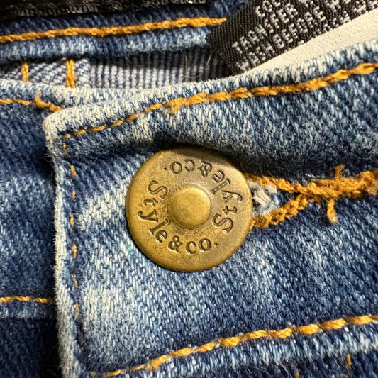 Style & Co Petite High Rise Mom Jeans Womens Size 8P Blue Denim Straight Leg