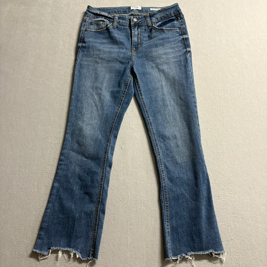 kensie Jeans Womens Size 6 28 The Flare Crop Blue Raw Hem Stretch Denim Pants