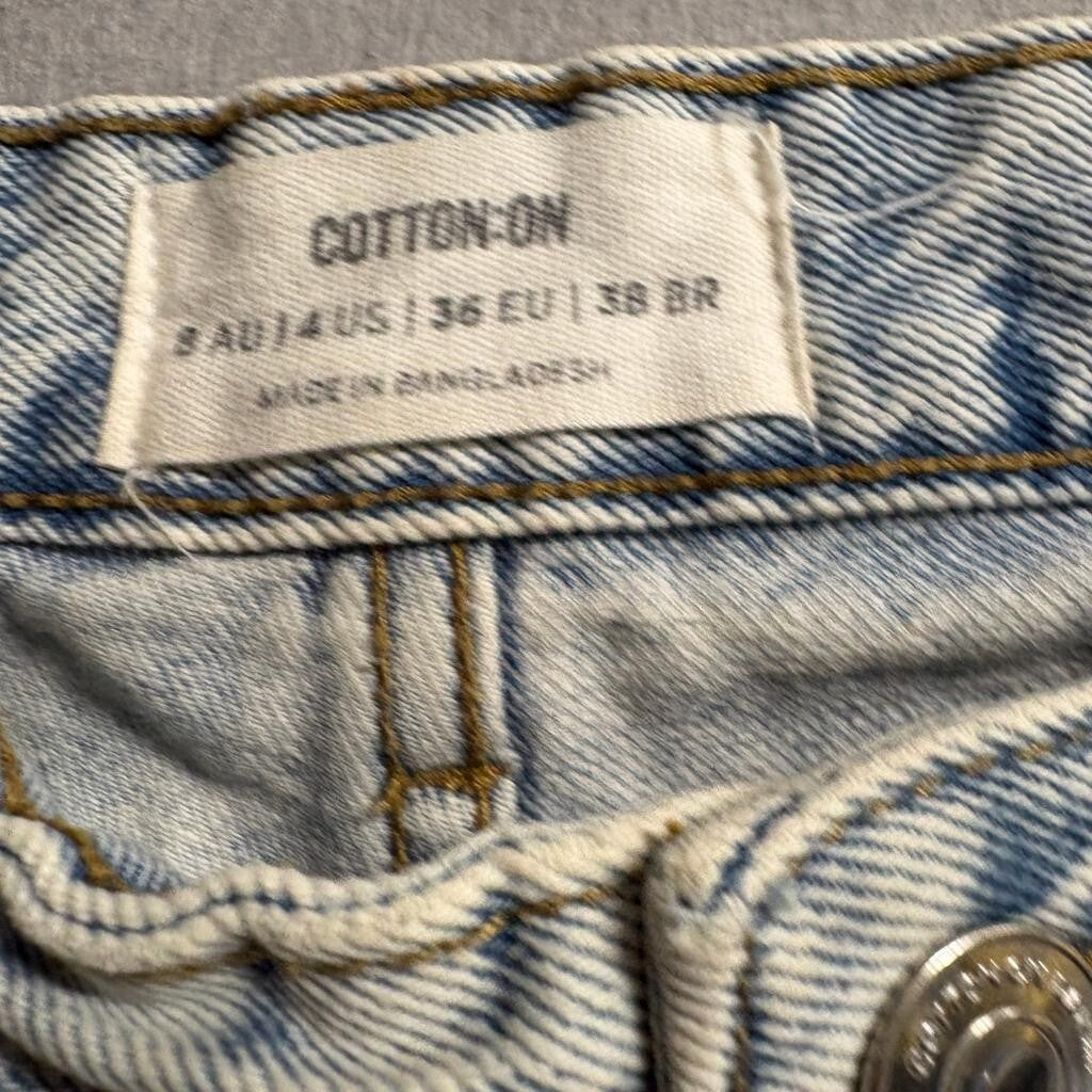 Cotton On Carpenter Jeans Womens US 4 Light Wash Blue Denim High Rise Straight
