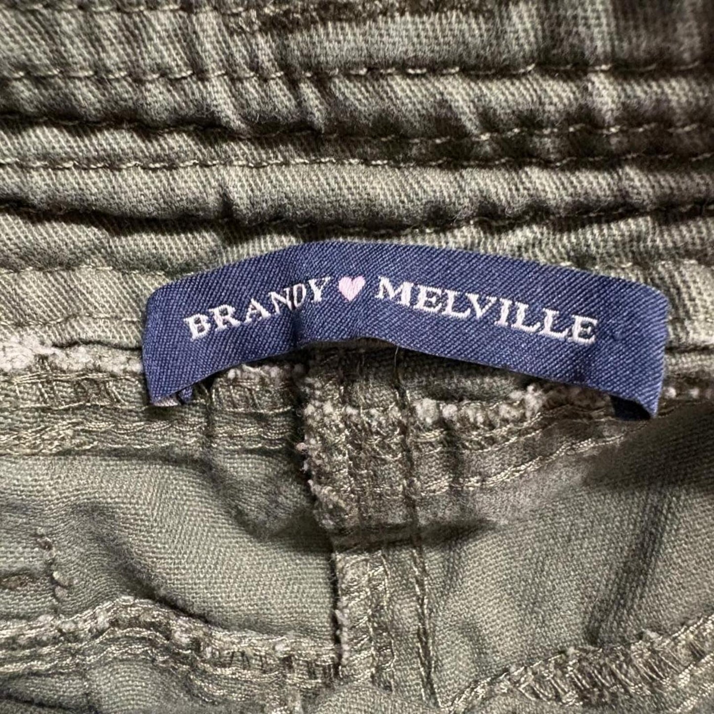 Brandy Melville Cargo Pants Womens Small Green Cotton Blend Utility Y2K Low Rise