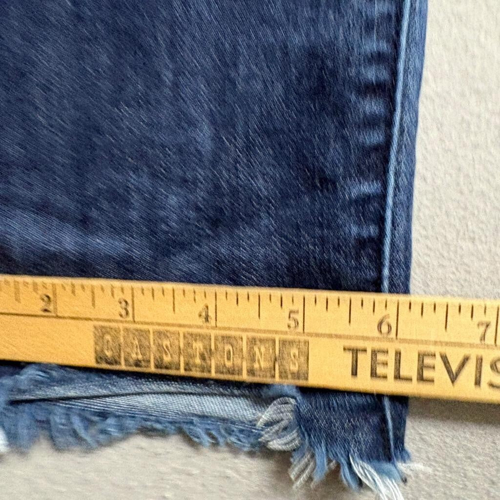 Democracy Ab Technology Jeans Womens 10 Blue Distressed Frayed Hem Button Fly