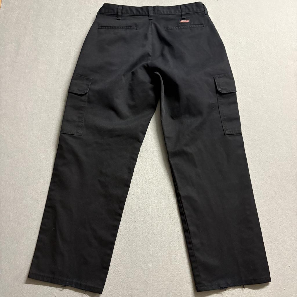 Dickies Mens Cargo Pants 32x30 Black Twill Workwear Utility Flat Front