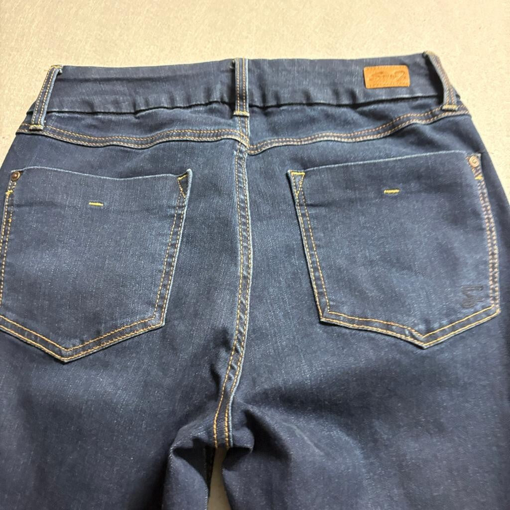Seven7 Tummyless High Rise Slim Bootcut Jeans Womens Size 6 Dark Wash Stretch