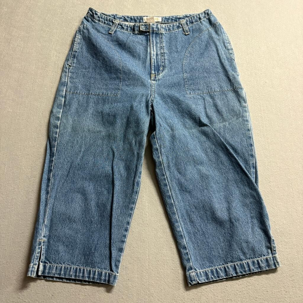 Cherokee Vintage Womens Blue Denim Crop Capri Jeans Size 12 High Rise 100%