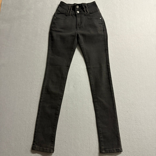 All Americana Jeans Womens Size 0 Waist 22 Black High Rise Skinny Stretch Denim