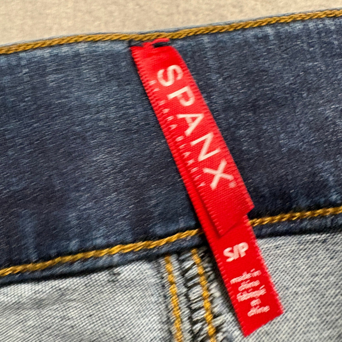 Spanx Flare Jeans Womens Small Blue Pull On Raw Hem Colorblock High Rise Stretch