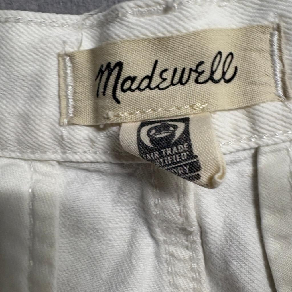 Madewell Baggy Straight Jeans Womens 29 White Cotton Denim Pleated Front Pants