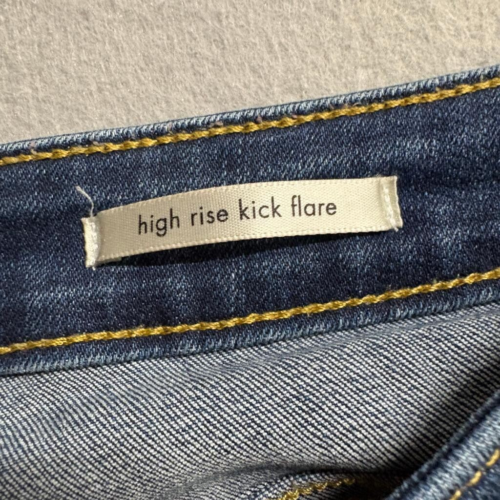 Wrangler High Rise Kick Flare Jeans Womens 20W Blue Denim Stretch Cuffed Crop