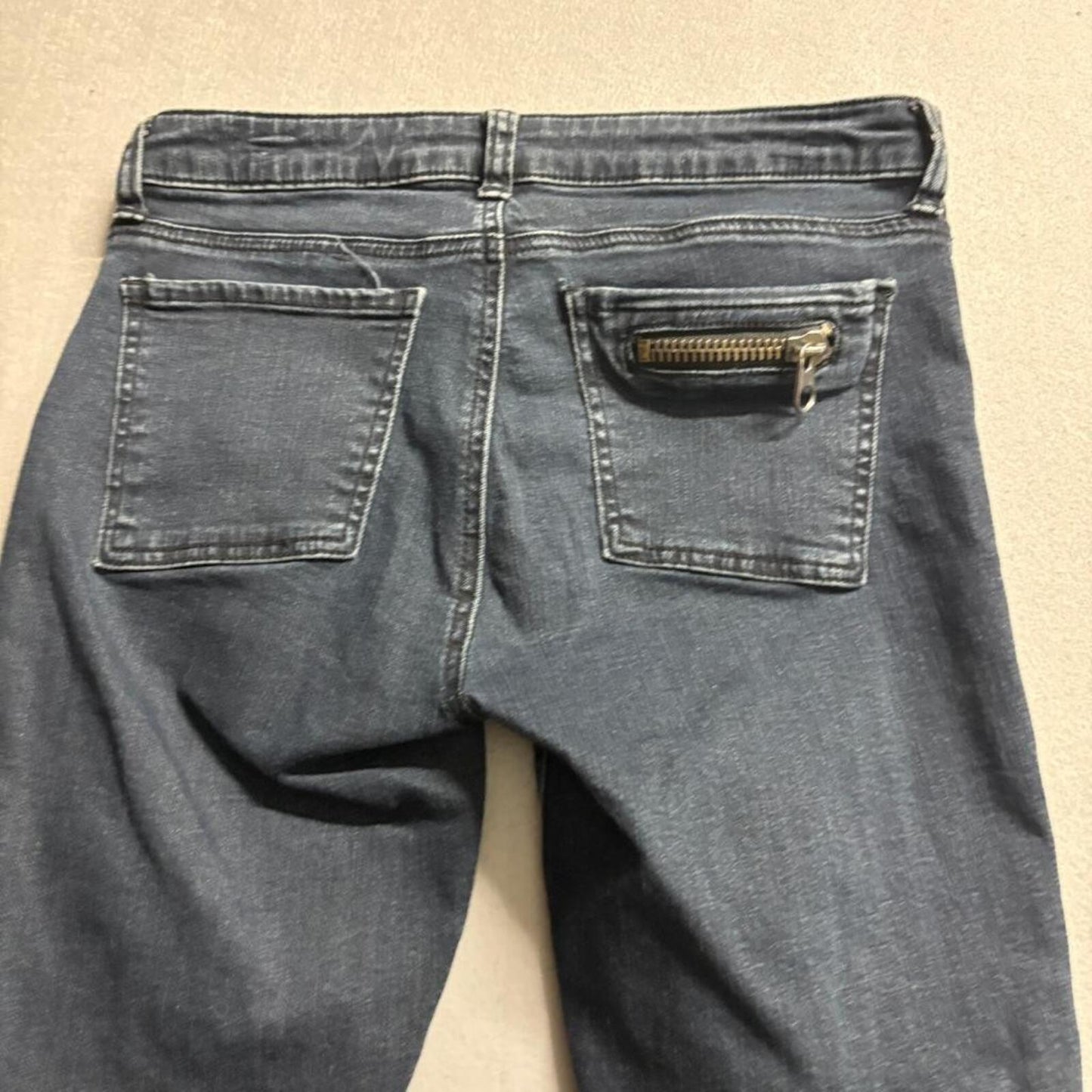 STS Blue Skinny Jeans Womens 27 Dark Wash Blue Denim Moto Zipper Accents Stretch
