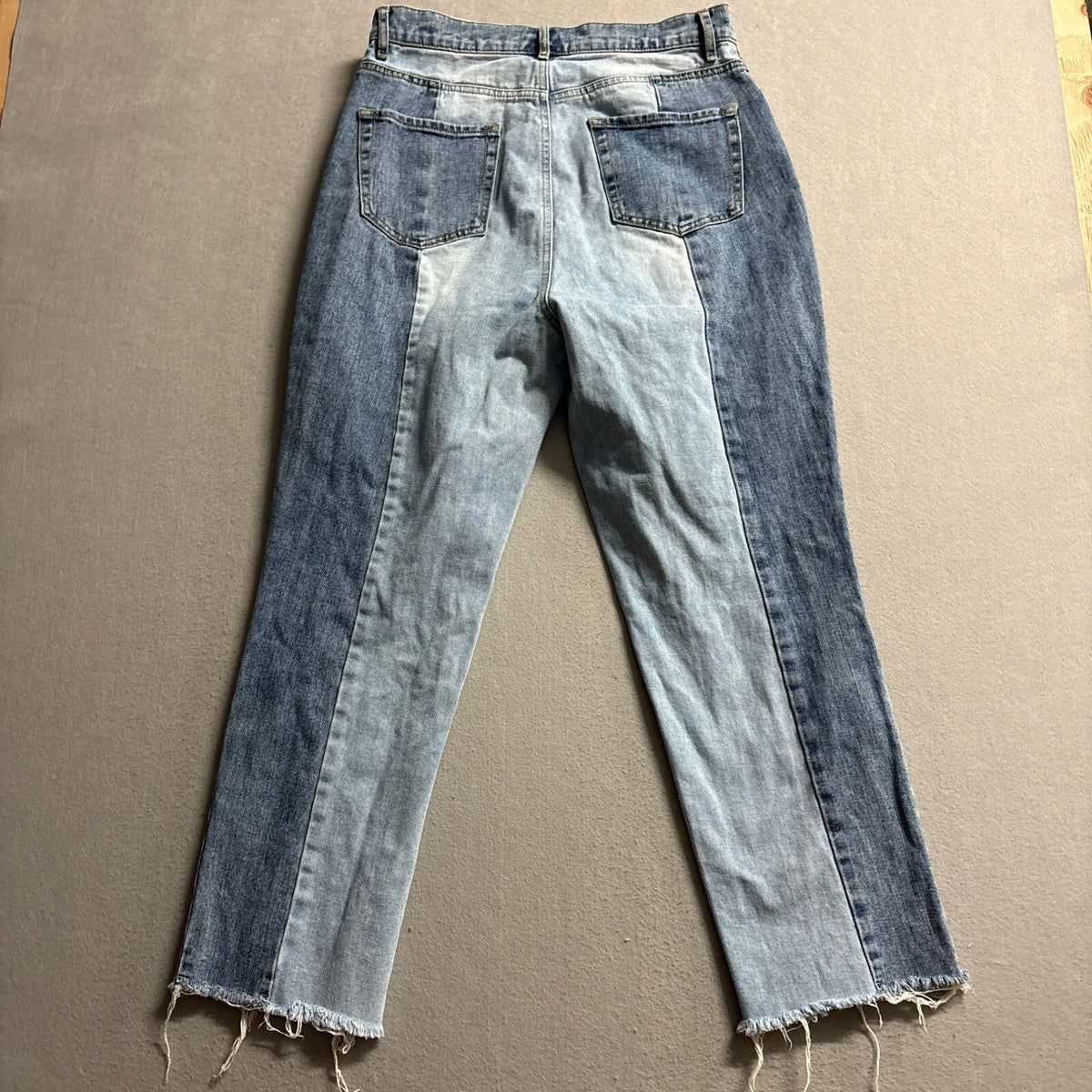 PacSun Two Tone High Rise Straight Jeans Womens Size 30 Raw Hem Blue Denim