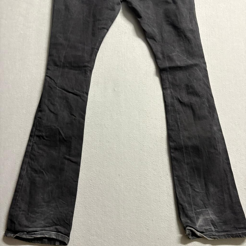 boohooMAN Mens Distressed Flare Jeans 36x34 Black Ripped Denim Pants