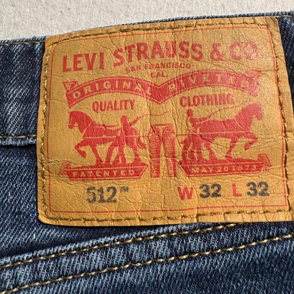 Levis 512 Slim Taper Jeans Mens 32x32 Blue Denim Stretch Water Less Distressed