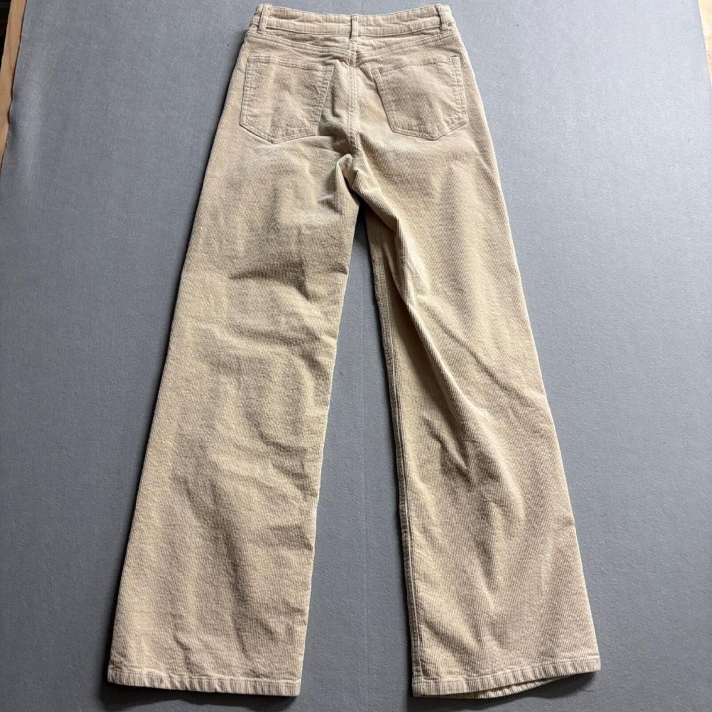 H&M Divided Corduroy Pants Womens Size 4 Beige Wide Leg High Rise Stretch