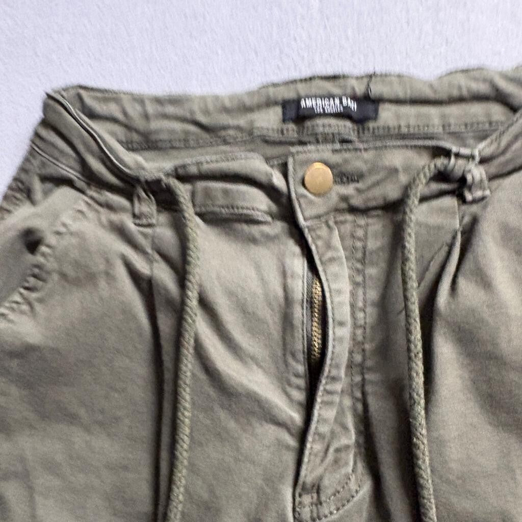 American Bazi Womens Cargo Jogger Pants Size M Olive Green Utility Drawstring