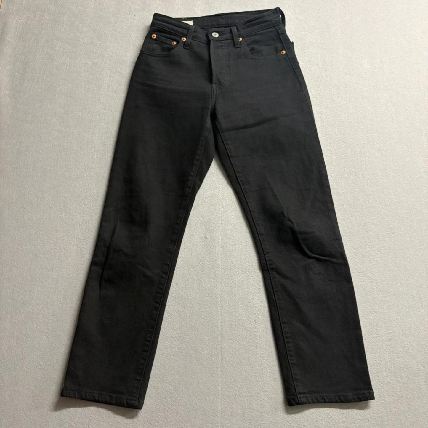 Levis Premium 501 Straight Leg Jeans Womens Size 23 Black Denim Cropped 23x26
