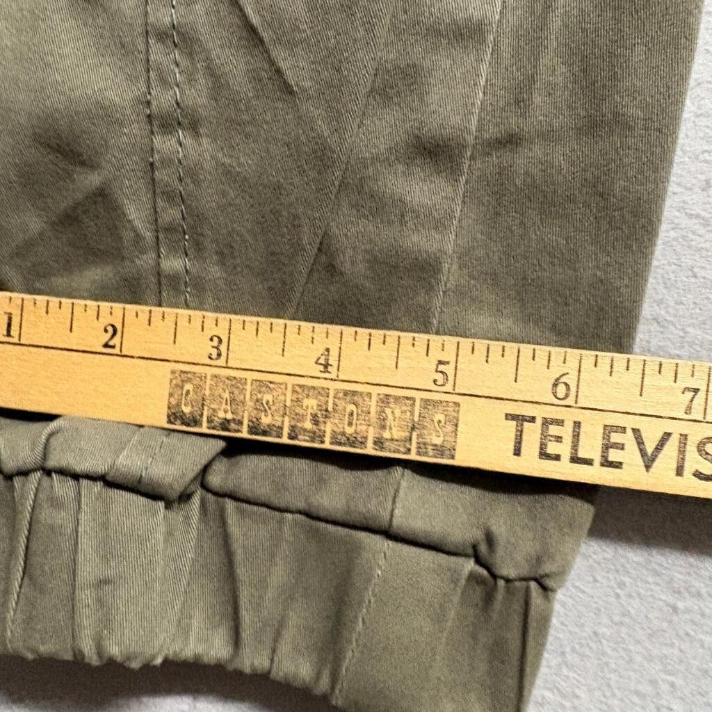 Monkey Ride Jeans Womens 11/30 Olive Green Cargo Jogger Pants Drawstring Waist