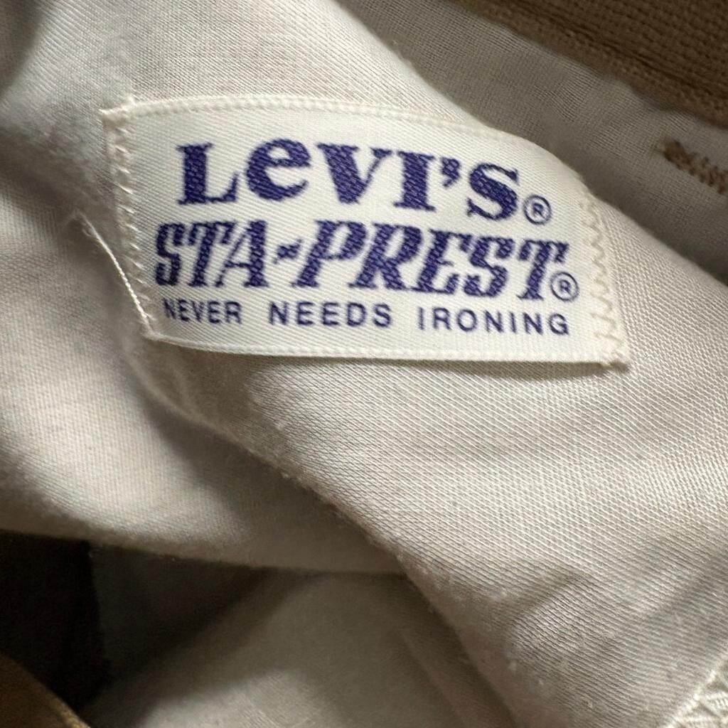 Vintage 70s Levis Sta Prest Pants Mens 36x31 Brown Hop Sack Flare Bell Bottoms