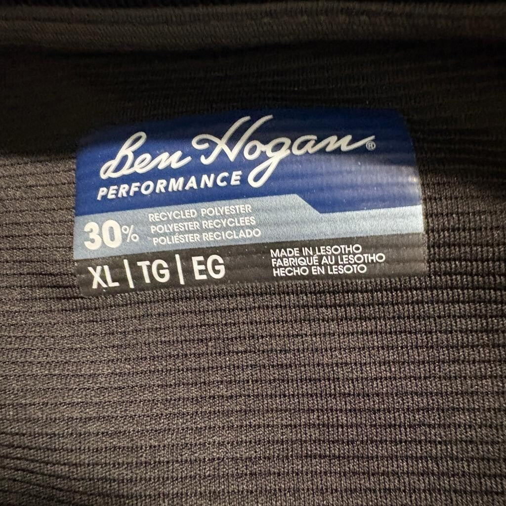 Ben Hogan Performance Golf Polo Shirt Mens XL Black Short Sleeve Recycled Blend
