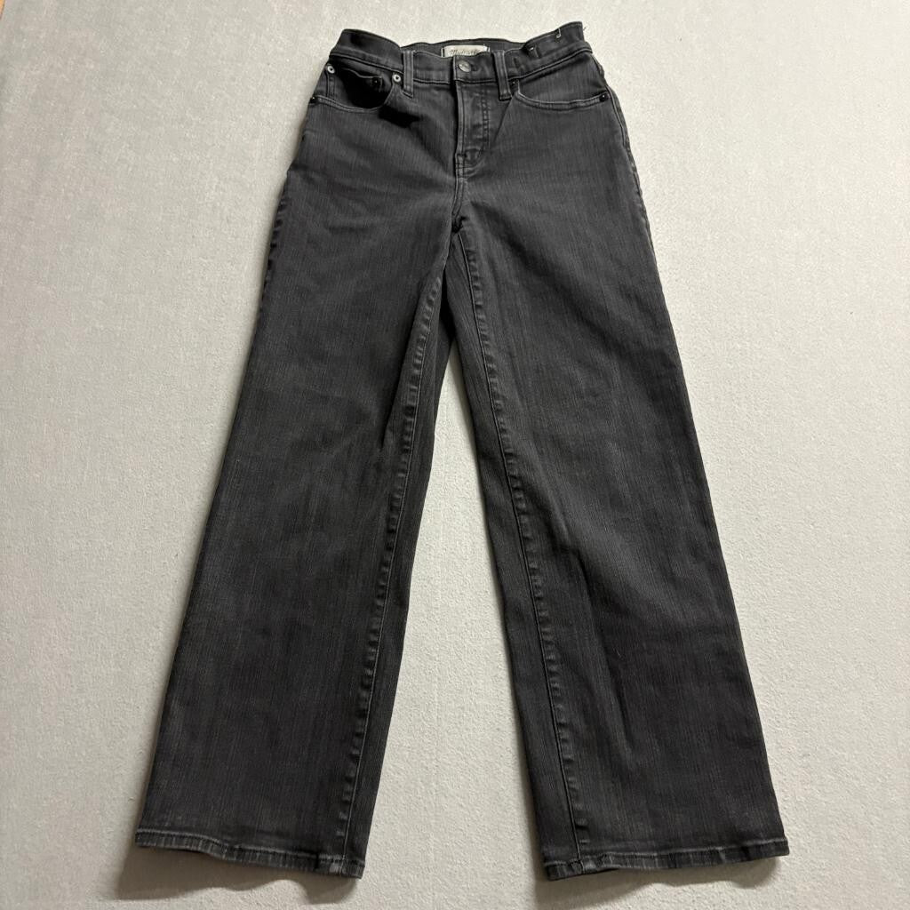 Madewell The Perfect Vintage Wide Leg Jeans Womens Size 25 Black Denim High Rise