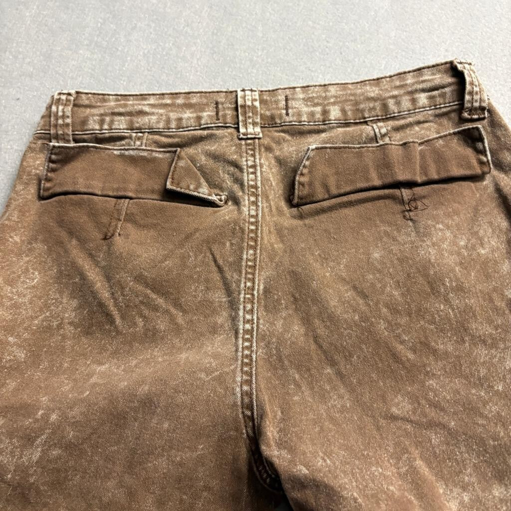 Disclosure Cargo Pants Womens 11/30 Brown Acid Wash Wide Leg Utility Pockets