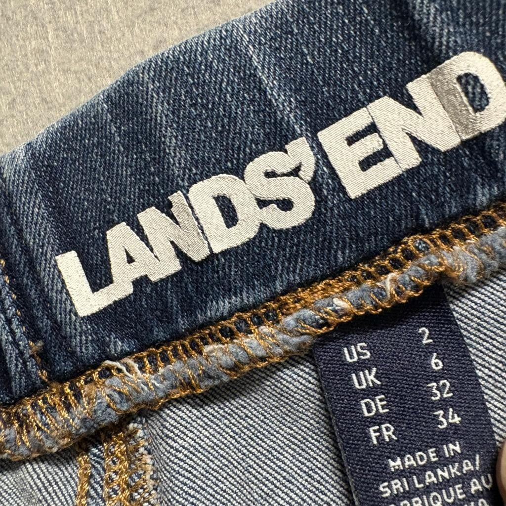Lands End Pull On Skinny Jeans Womens 2 Blue Denim Stretch Elastic Waist