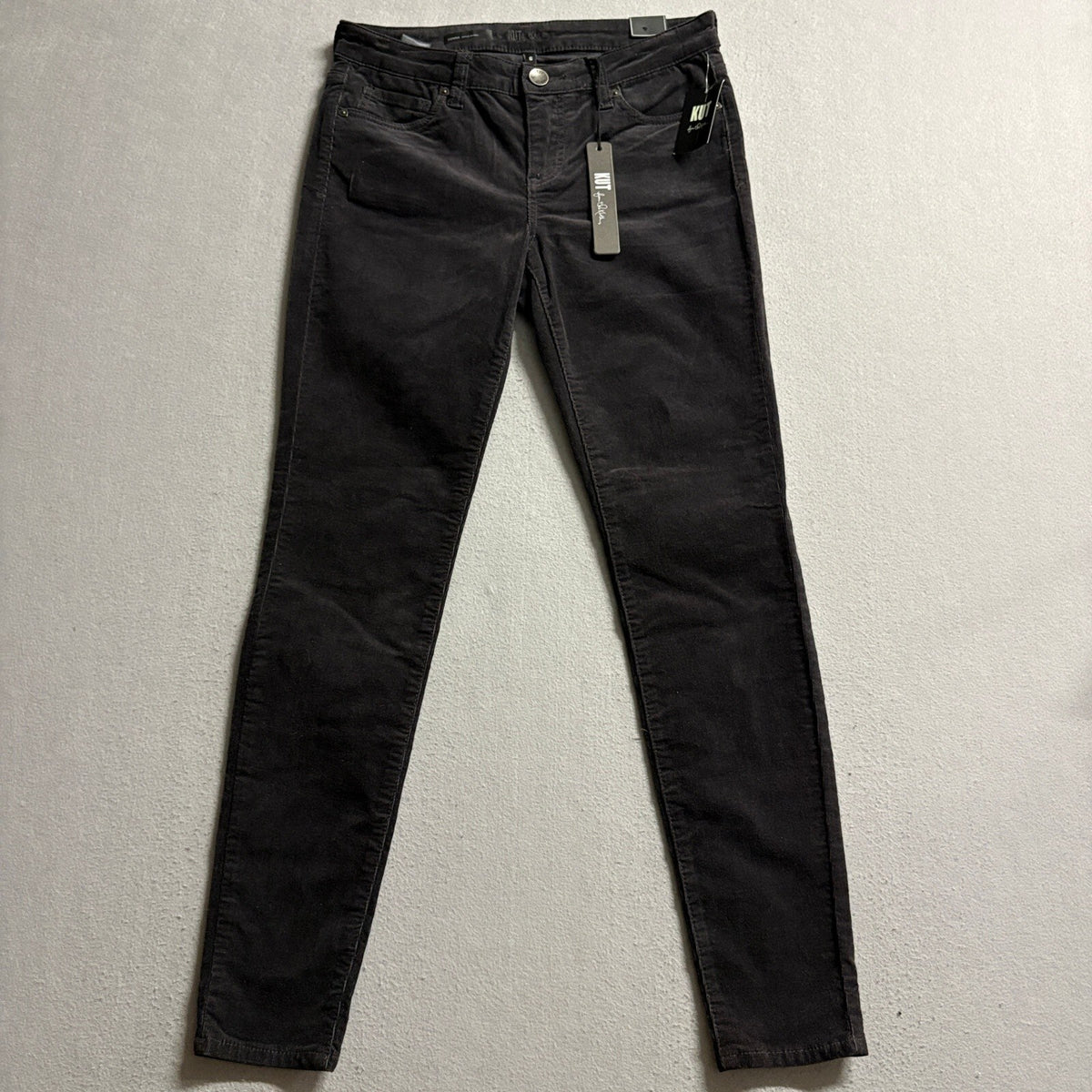 Kut From The Kloth Donna Ankle Skinny Corduroy Pants Womens Size 6 Charcoal Gray