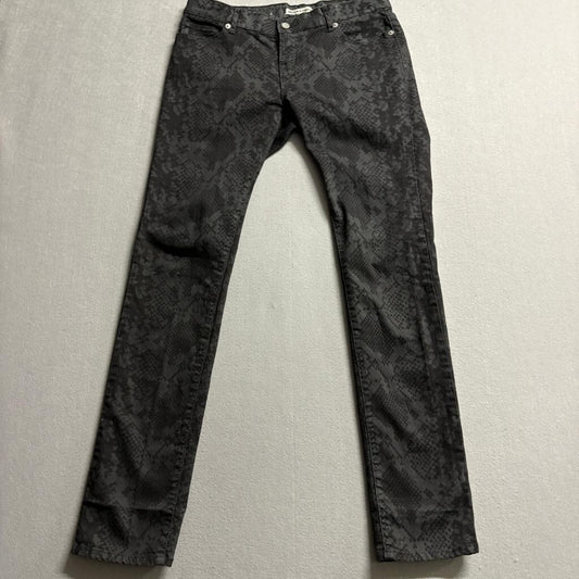 Andrew Charles Womens Snakeskin Print Jeans Size 28 Gray Black Stretch Skinny