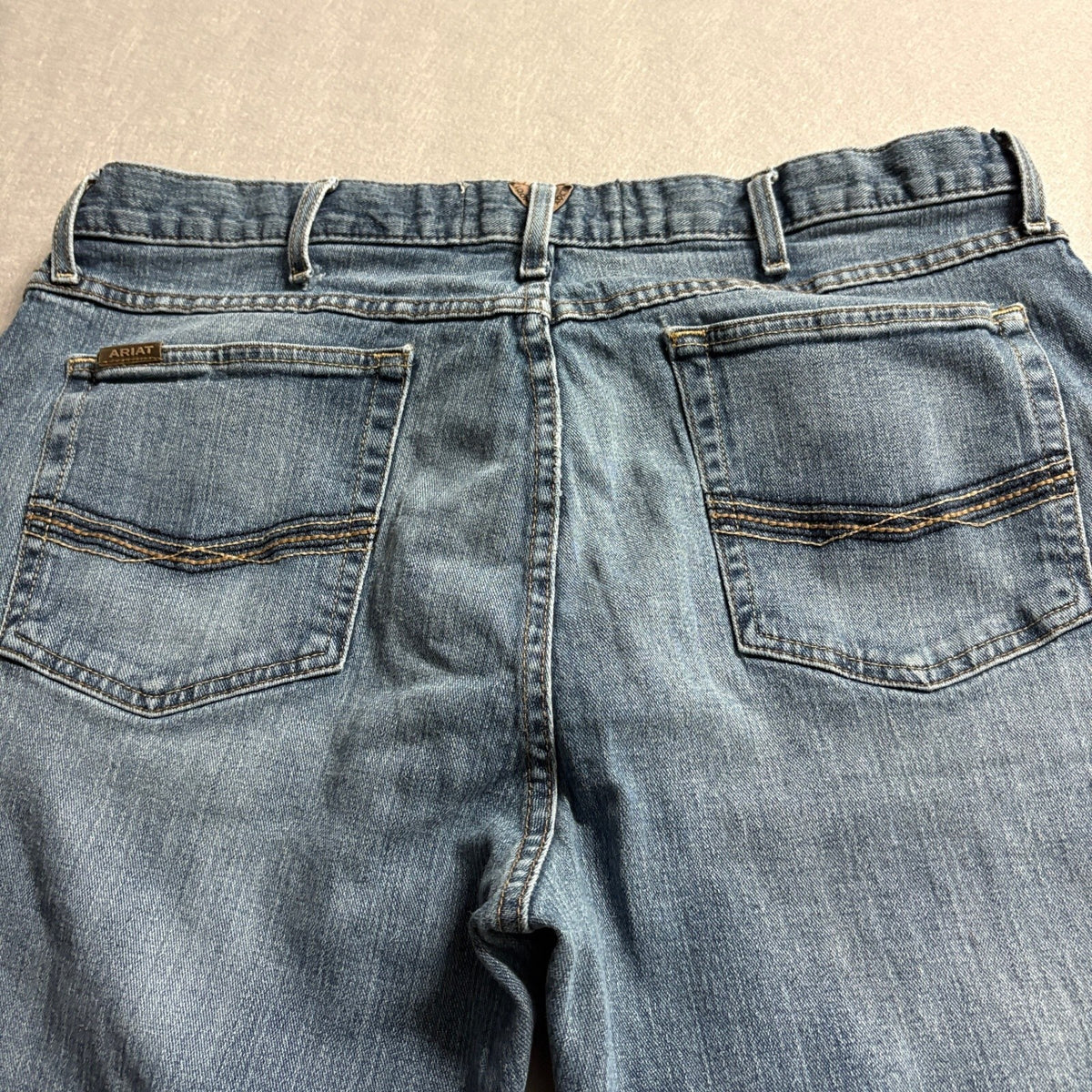 Ariat M4 Low Rise Boot Cut Jeans Mens 40x32 Blue Stretch Denim Western Work