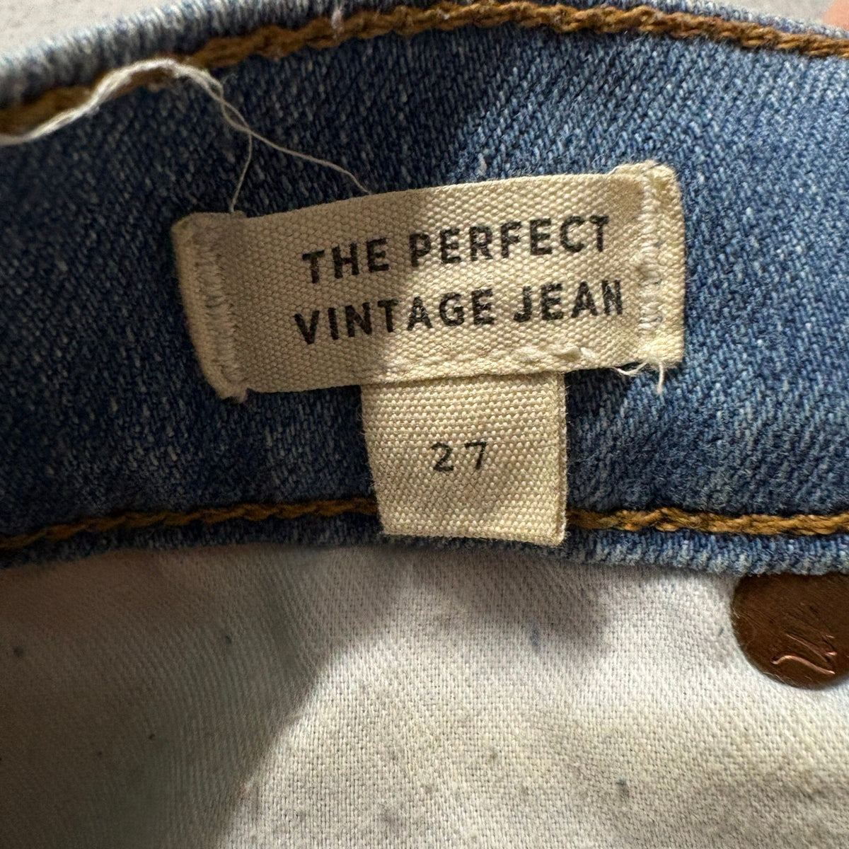 Madewell The Perfect Vintage Jean Womens 27 Blue Distressed Raw Hem High Rise