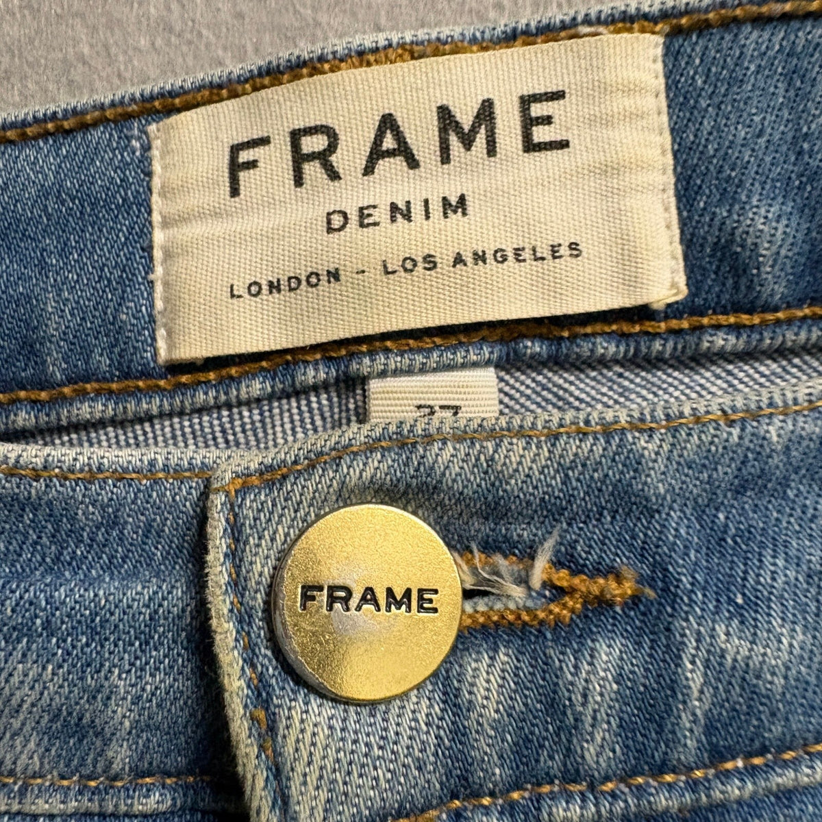 Frame Denim Ali High Rise Cigarette Jeans Women Size 27 Blue Raw Step Hem