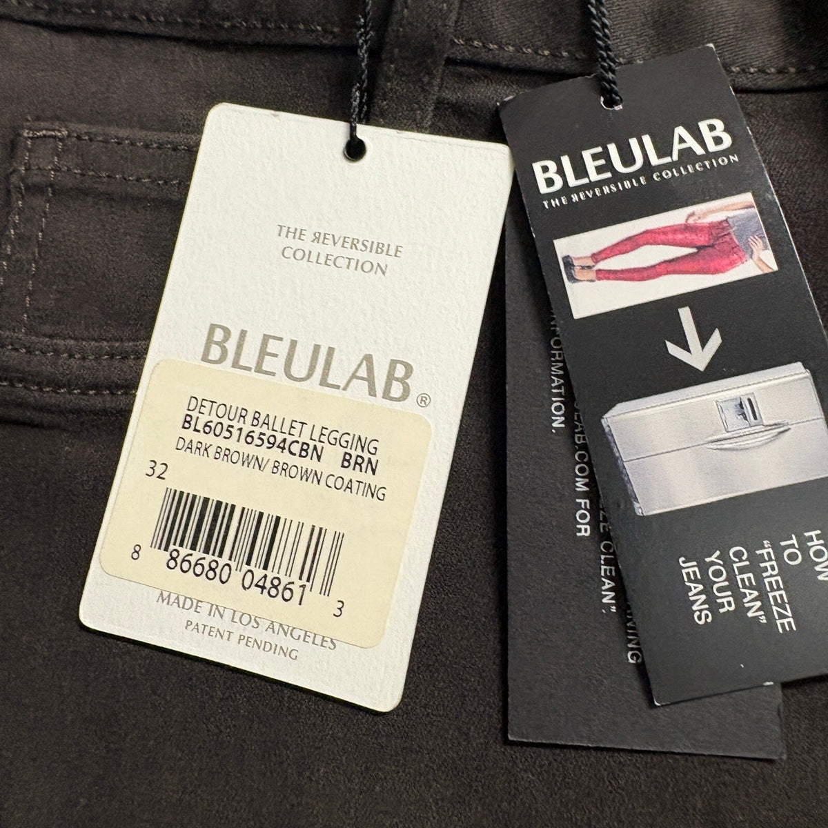 Bleulab Detour Reversible Ballet Legging Jeans Size 32 Dark Brown Coated USA