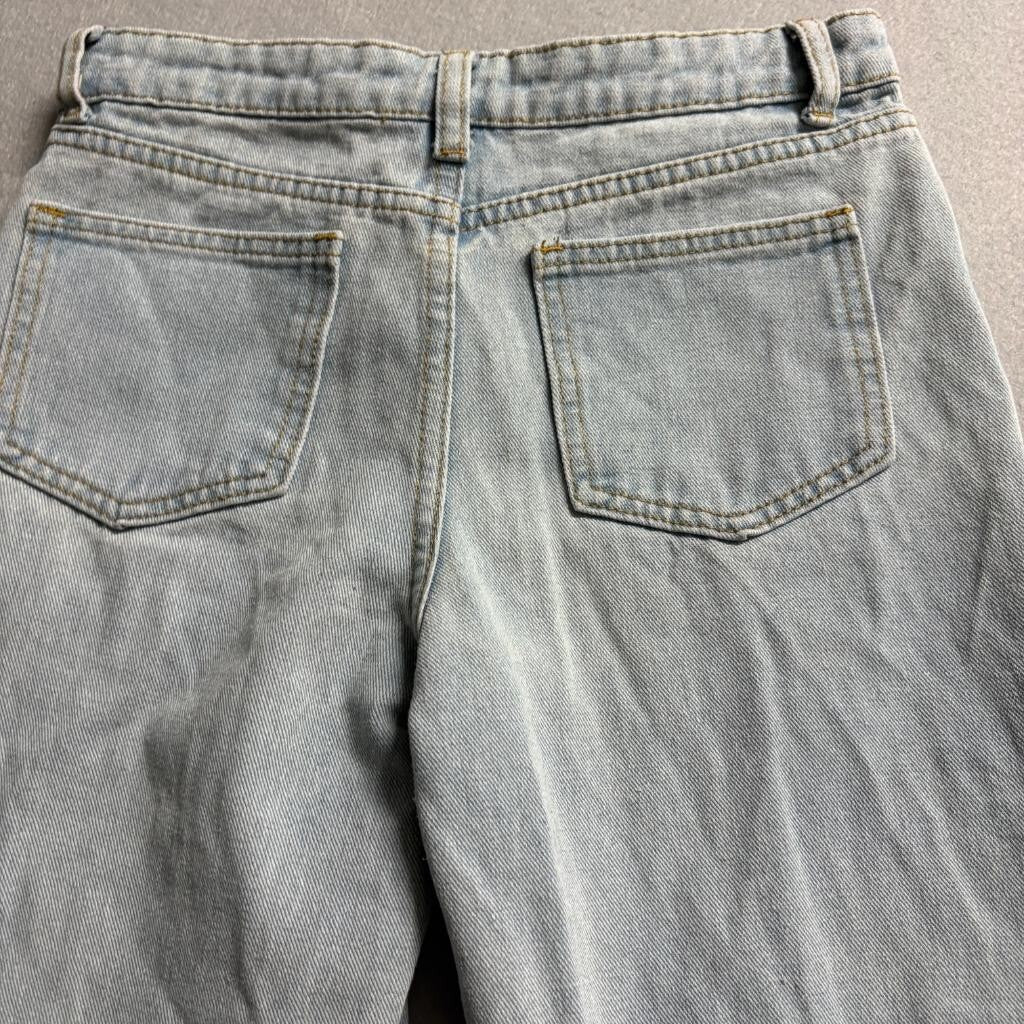 Soho Blue Denim Wide Leg Jeans Girls Size 10 Light Wash Bow Pattern Denim