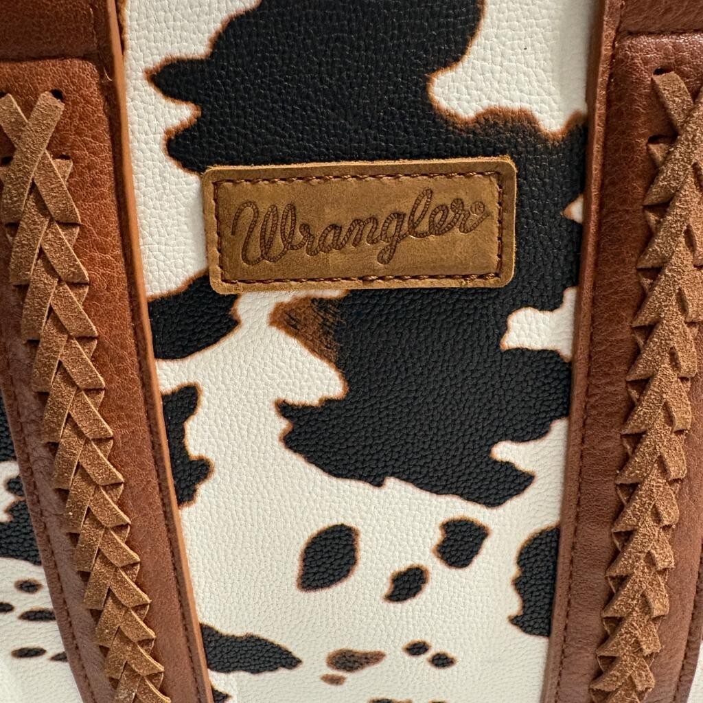 Wrangler Cow Print Mini Tote Bag Womens Brown Faux Leather Crossbody Satchel