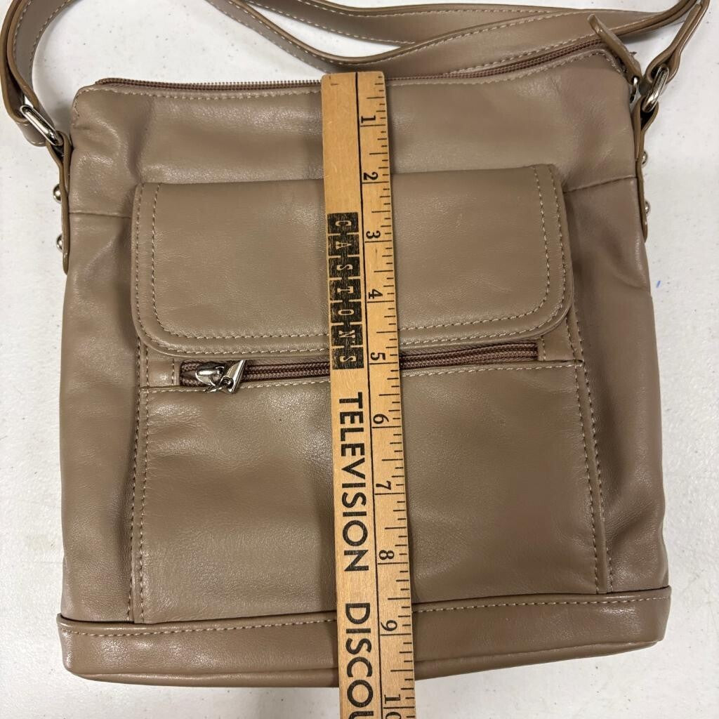 Giani Bernini Taupe Leather Crossbody Bag Womens Medium Shoulder Purse