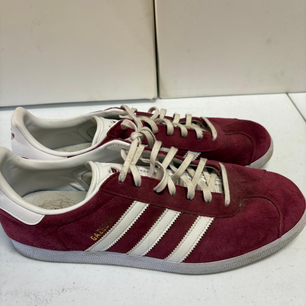 Adidas Gazelle Burgundy Suede Mens Size 13 Maroon White B41645 Low Top Sneakers