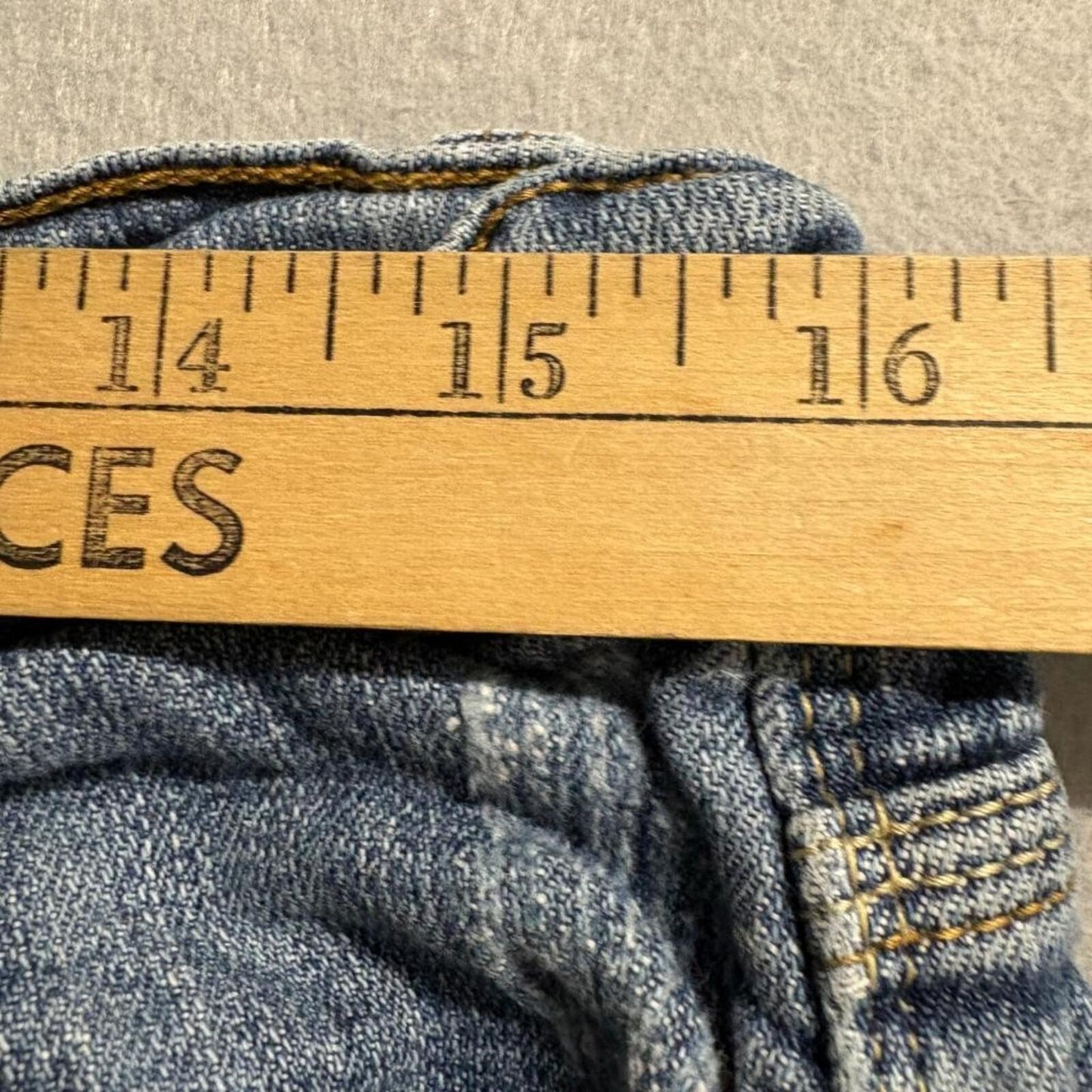 Eunina Jeans USA Womens Size 15 Distressed Raw Hem Straight Leg Blue Denim 32x26